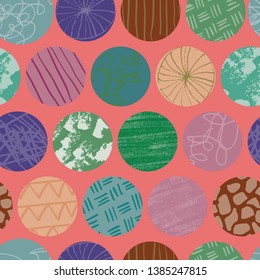 Doodle circle seamless abstract repeat pattern. Great for textile design or surface pattern design. 