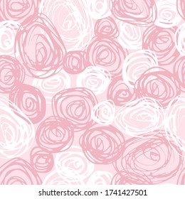 Doodle circle seamless pattern, Pink abstract spiral endless wallpaper. Design for fabric, textile print, wrapping paper, cover. Vector illustration