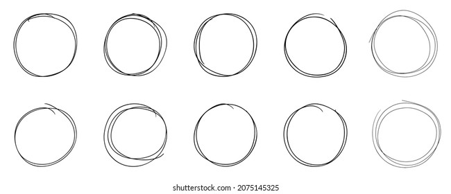 Doodle circle sketch isolated on white background. Grungy collection of the shapes for messages, notes. Vector.