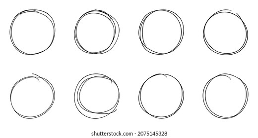 Doodle circle sketch isolated on white background. Grungy collection of the shapes for messages, notes. Vector.