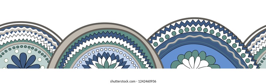 Doodle circle texture horizontal seamless pattern background
