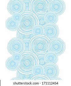 Doodle circle water texture vertical border seamless pattern background