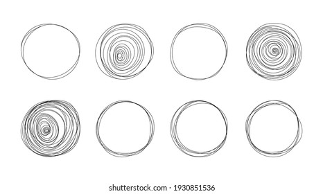 Doodle circles. Hand drawn round banners for text, social media background template. Vector isolated scribble circle set