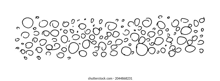 Doodle-Kreise. Handgezeichnete, kleine, runde Formen. Horizontale Hintergrundtextur einzeln auf Weiß.