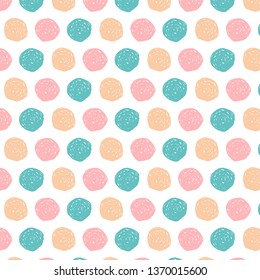 Doodle circles pattern background. Cute pattern in scandinavian style