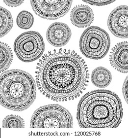 Doodle circles seamless pattern.