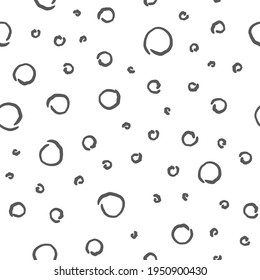 Doodle circles seamless pattern. Monochrome hand drawn texture background.