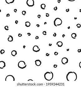Doodle circles seamless pattern. Monochrome hand drawn texture background.