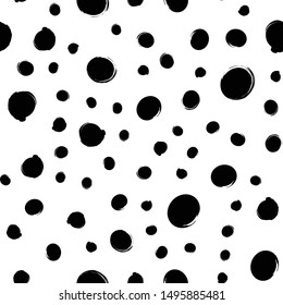 Doodle circles seamless pattern. Sketchy dots texture background.