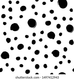 Doodle circles seamless pattern. Sketchy dots texture background.