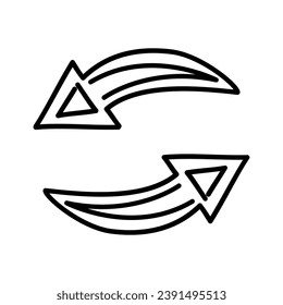 Doodle circular arrow, hand drawn recycle icon. Sketch vector illustration.