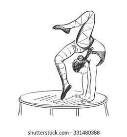doodle circus acrobat isolated on white background, excellent vector illustration, EPS 10