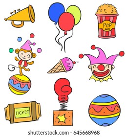 Doodle of circus colorful element