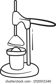 doodle Citrus Lemon Orange Squeezer Juicer Hand Manual vector, hand draw