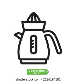 doodle Citrus Lemon Orange Squeezer Juicer Hand Manual icon vector