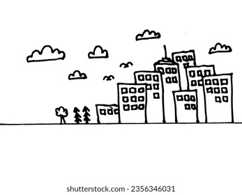 Doodle City landscape vector design