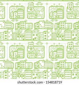Doodle city streets seamless pattern background