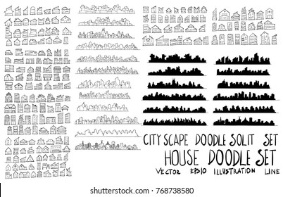Doodle of cityscape Hand Draw vector illustration drawing line