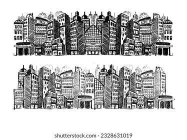 doodle of cityscape vector illustration drawing line