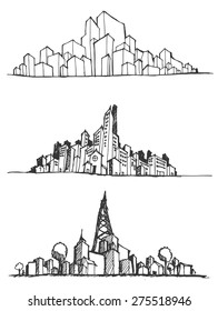 doodle of cityscape vector illustration drawing line