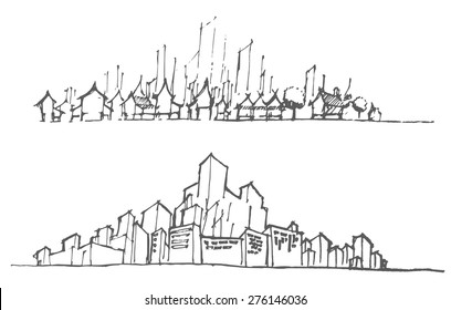doodle of cityscape vector illustration drawing line
