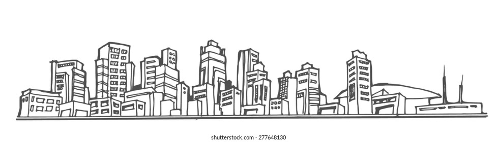 doodle of cityscape vector illustration drawing line
