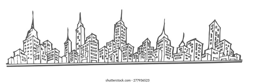 doodle of cityscape vector illustration drawing line