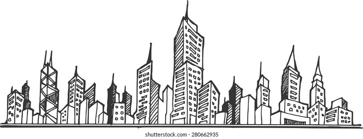 doodle of cityscape vector illustration drawing line