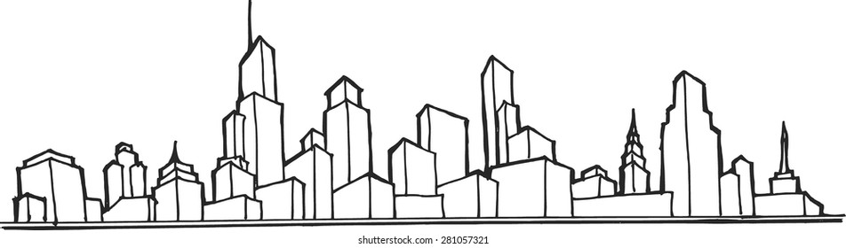 doodle of cityscape vector illustration drawing line