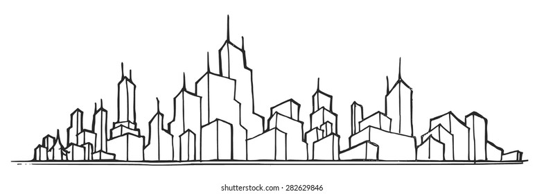 doodle of cityscape vector illustration drawing line