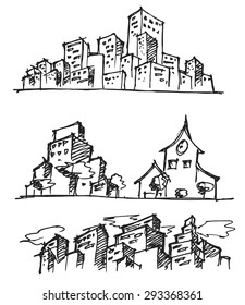 doodle of cityscape vector illustration drawing line