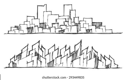 doodle of cityscape vector illustration drawing line