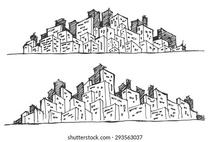 doodle of cityscape vector illustration drawing line