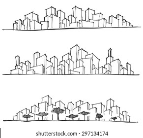 doodle of cityscape vector illustration drawing line