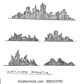 doodle of cityscape vector illustration drawing line