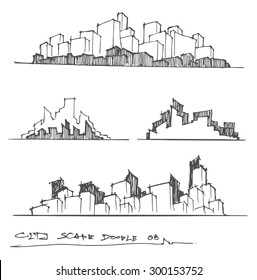 doodle of cityscape vector illustration drawing line