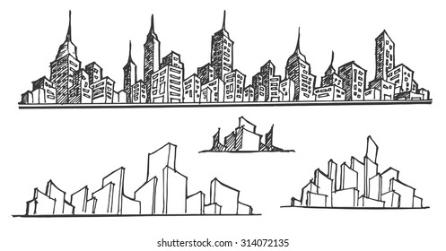 doodle of cityscape vector illustration drawing line