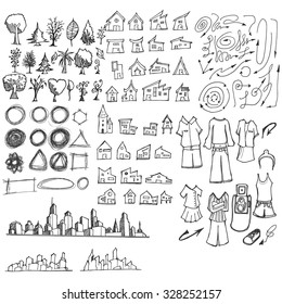 doodle of cityscape vector illustration drawing line