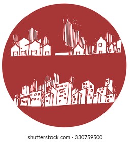 doodle of cityscape vector illustration drawing line