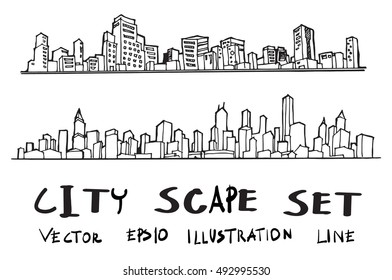 doodle of cityscape vector illustration drawing line