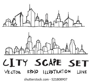 doodle of cityscape vector illustration drawing line