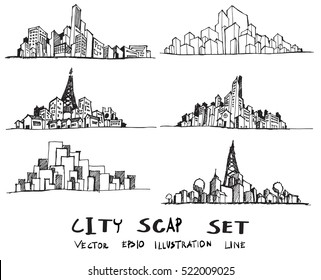 doodle of cityscape vector illustration drawing line