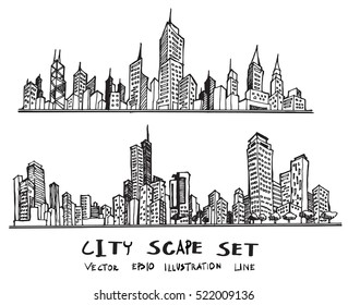 doodle of cityscape vector illustration drawing line