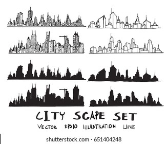 doodle of cityscape vector illustration drawing line