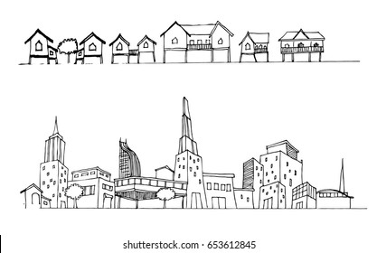 doodle of cityscape vector illustration drawing line