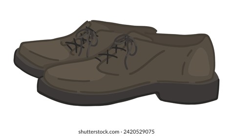 Doodle de zapatos clásicos masculinos. Imágenes prediseñadas del calzado casual. Dibujo vectorial de dibujos animados clipart aislado en blanco.