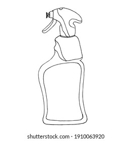 Doodle cleaning agent in a bottle, spray on a white background.Vector tool can be used for advertising household cleaning products, labels.
