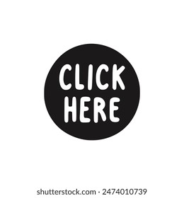 doodle click here button hand drawn vector illustration template design