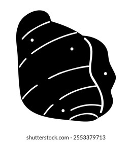 Doodle clip art seashell in black and white colors. Illustration for your projects. 