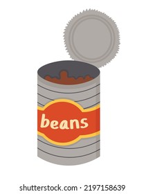 Doodle Clipart. Canned Beans With A Label. All Objects Are Repainted.